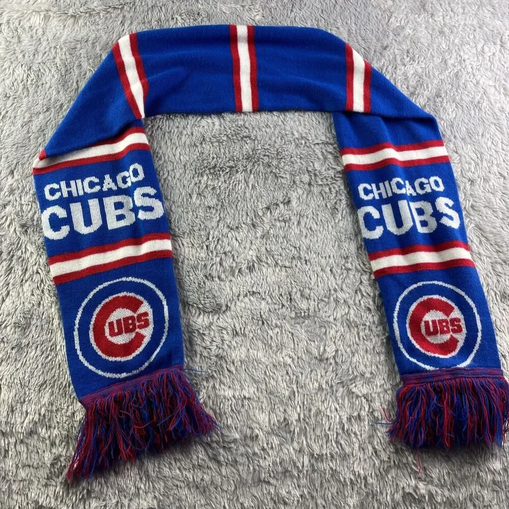 Chicago Cubs Scarf One Size Blue Red White Supporter Baseball MLB Double Sided